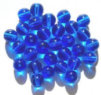 25 10mm Transparent Sapphire Round Glass Beads